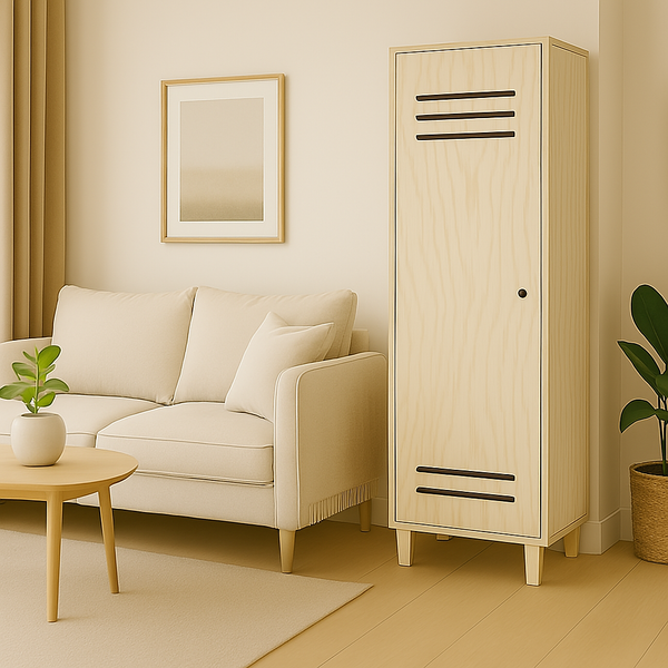 Smalle 1-deurs kast van Fins underlayment – perfect voor hal, kinderkamer of nis